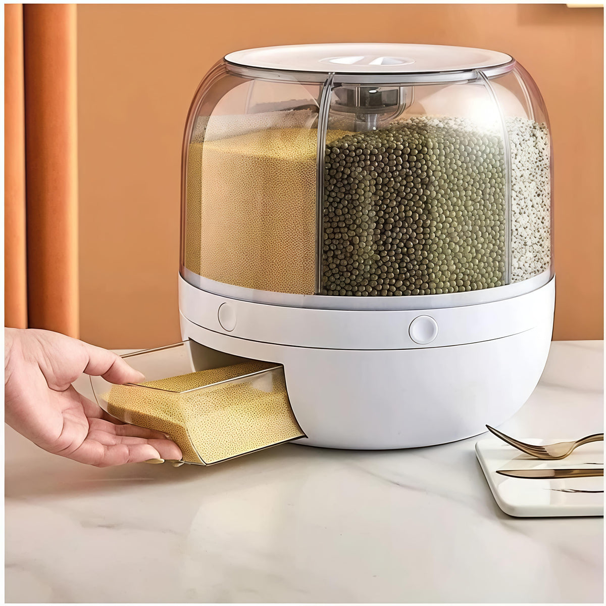 Emargin Grain Storage Container Dispenser | rice dispenser rotating 360° 7 Ltr