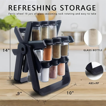 Spice Rack Organizer With 18 Spice Jars