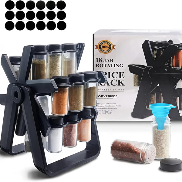 Spice Rack Organizer With 18 Spice Jars