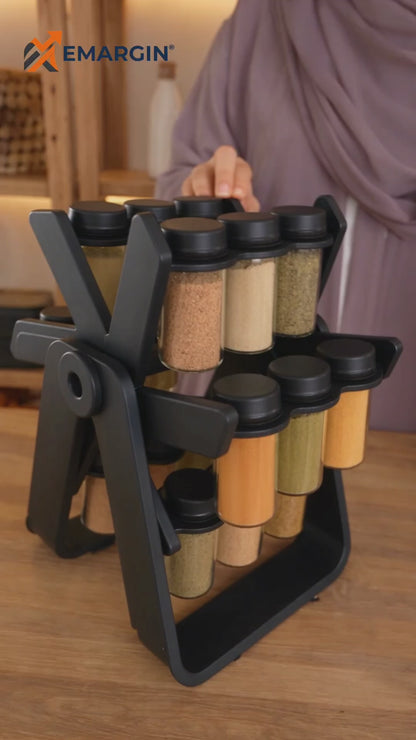 Spice Rack Organizer With 18 Spice Jars