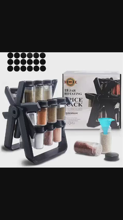 Spice Rack Organizer With 18 Spice Jars