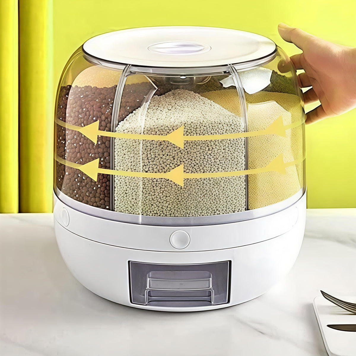Emargin Grain Storage Container Dispenser | rice dispenser rotating 360° 7 Ltr